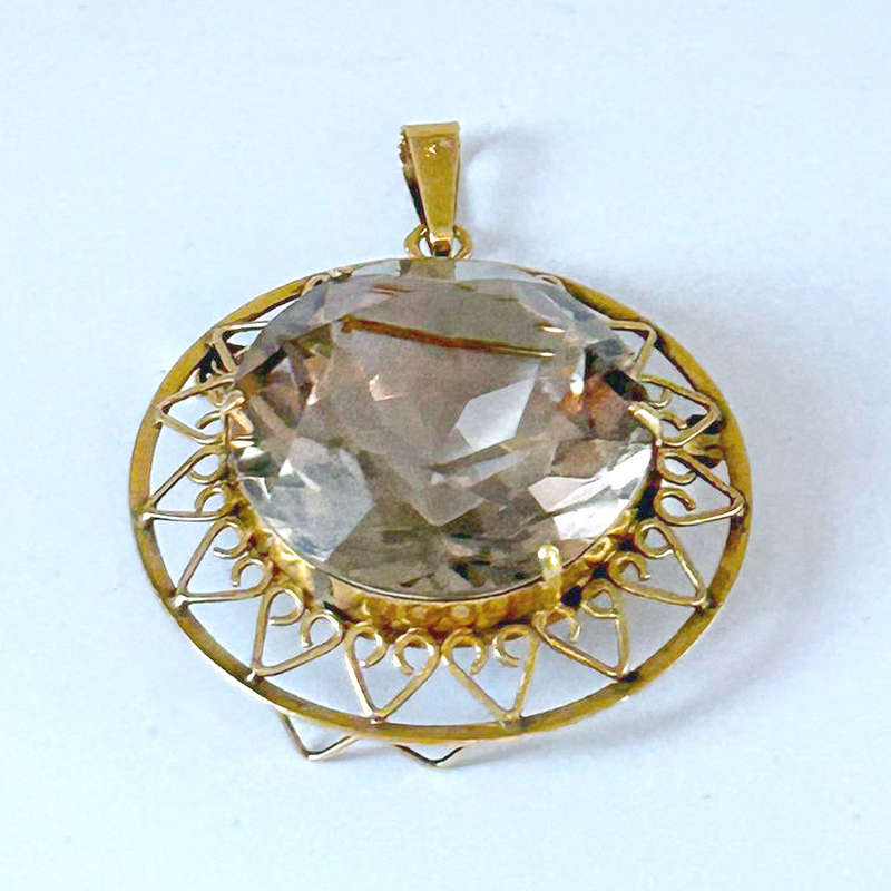 Topaz Pendant Brooch In 14 Carat Gold