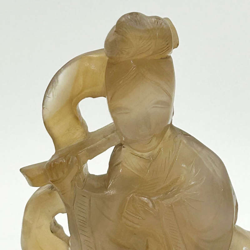 Chinese Brown Jade Carving Of A Chinese Lady 20th