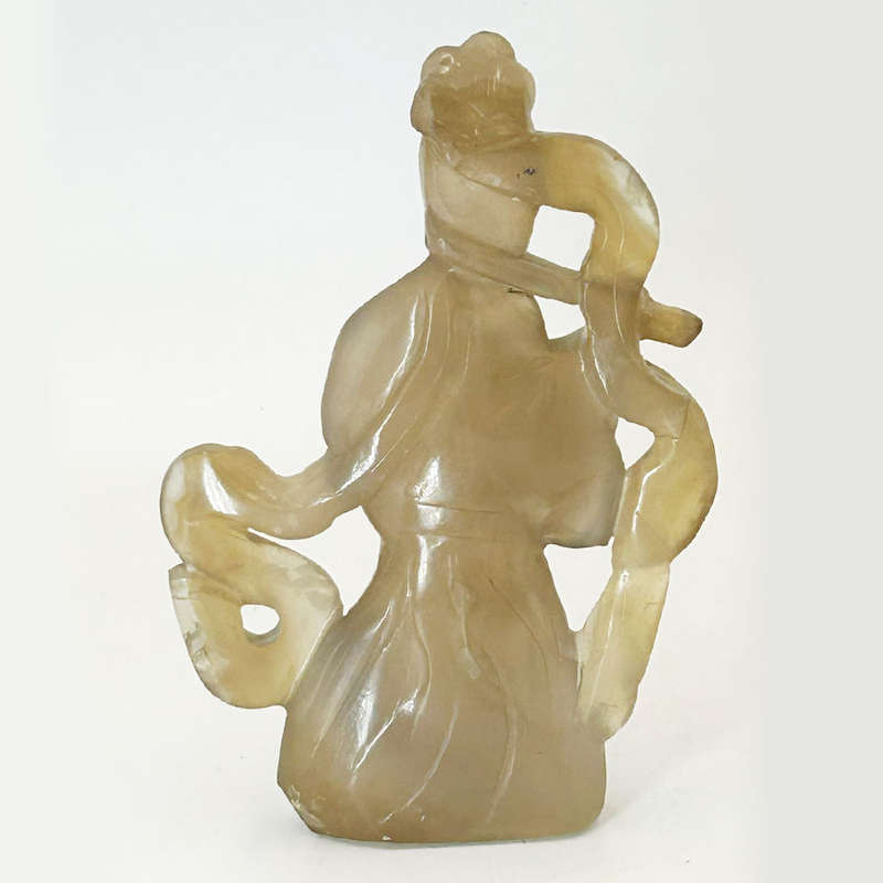 Chinese Brown Jade Carving Of A Chinese Lady 20th