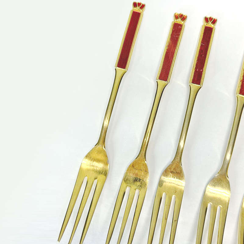 Eetrite 24ct Gold Plated Royal Albert Heirloom Cake Forks