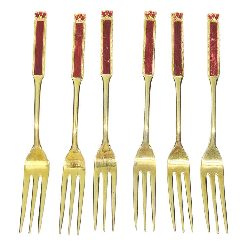 Eetrite 24ct Gold Plated Royal Albert Heirloom Cake Forks