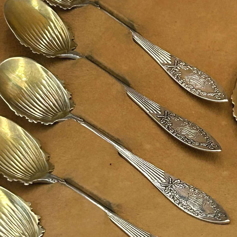 German Silver Fruit Set Boxed By C W Wilcke and Gierth