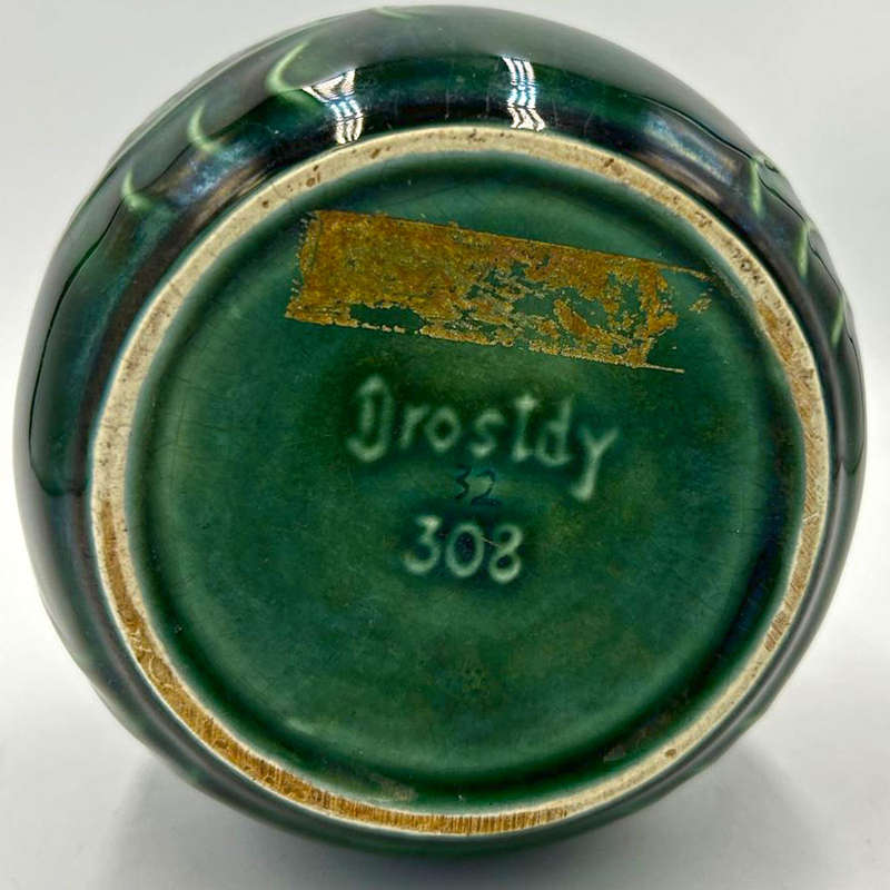 Drostdy Grahamstown Green Fish Pottery Vase C1950