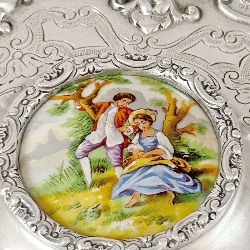 Portuguese Silver Baroque Bowl and Cover Porto Dresden Medallion C1938