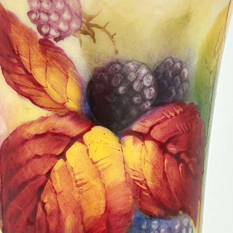 Royal Worcester Trumpet Vase Hand Painted Blackberries By Kitty Blake 1897