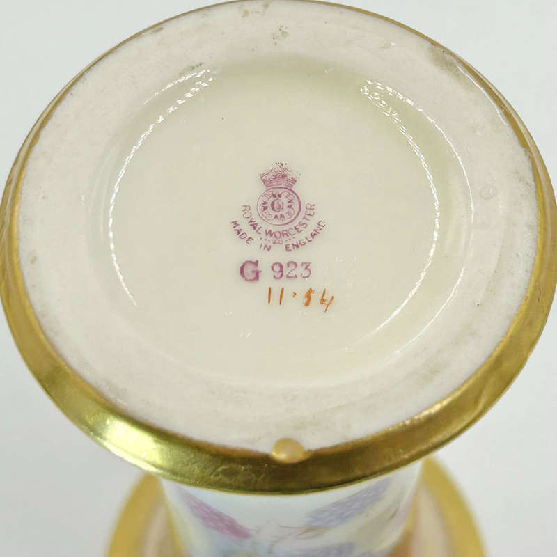 Royal Worcester Trumpet Vase Hand Painted Blackberries By Kitty Blake 1897