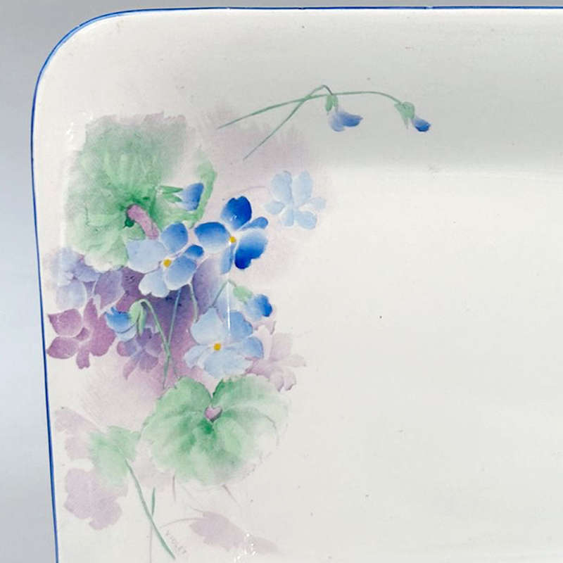 Shelley Dog Rose Blue and Mauve Floral Square Bowl 12714