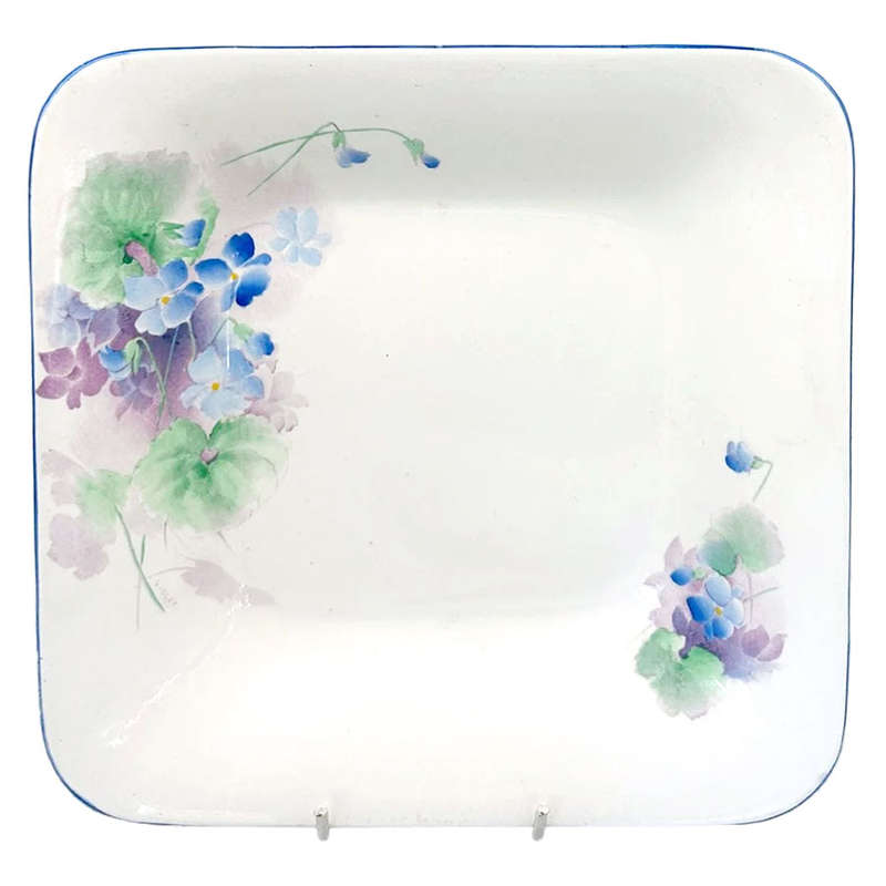 Shelley Dog Rose Blue and Mauve Floral Square Bowl 12714