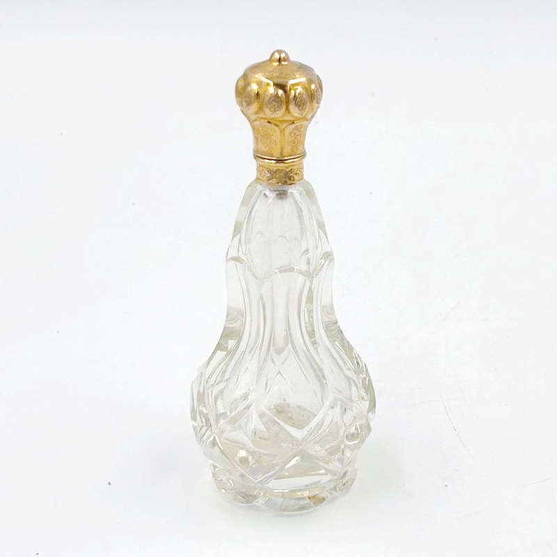 18ct Gold Mounted Rock Crystal Perfume Bottle Victorian C1890