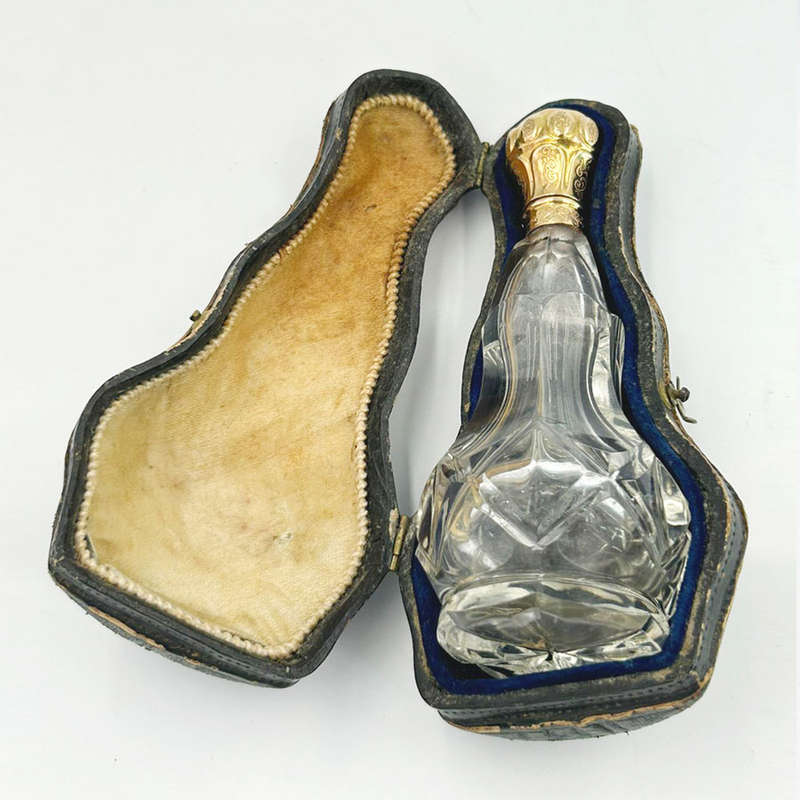 18ct Gold Mounted Rock Crystal Perfume Bottle Victorian C1890
