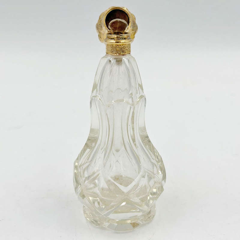 18ct Gold Mounted Rock Crystal Perfume Bottle Victorian C1890