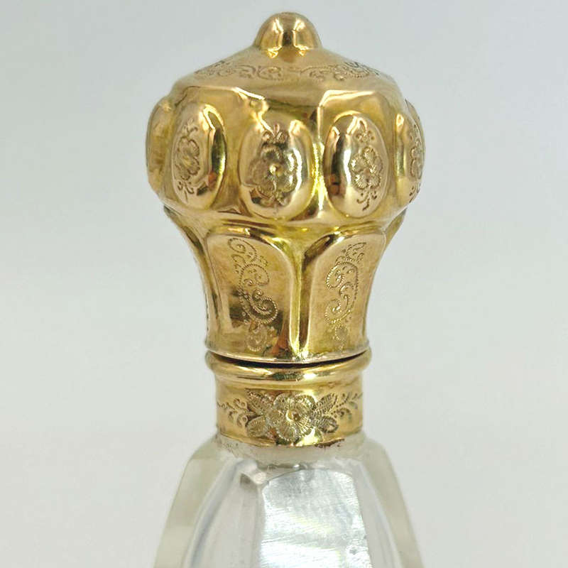 18ct Gold Mounted Rock Crystal Perfume Bottle Victorian C1890