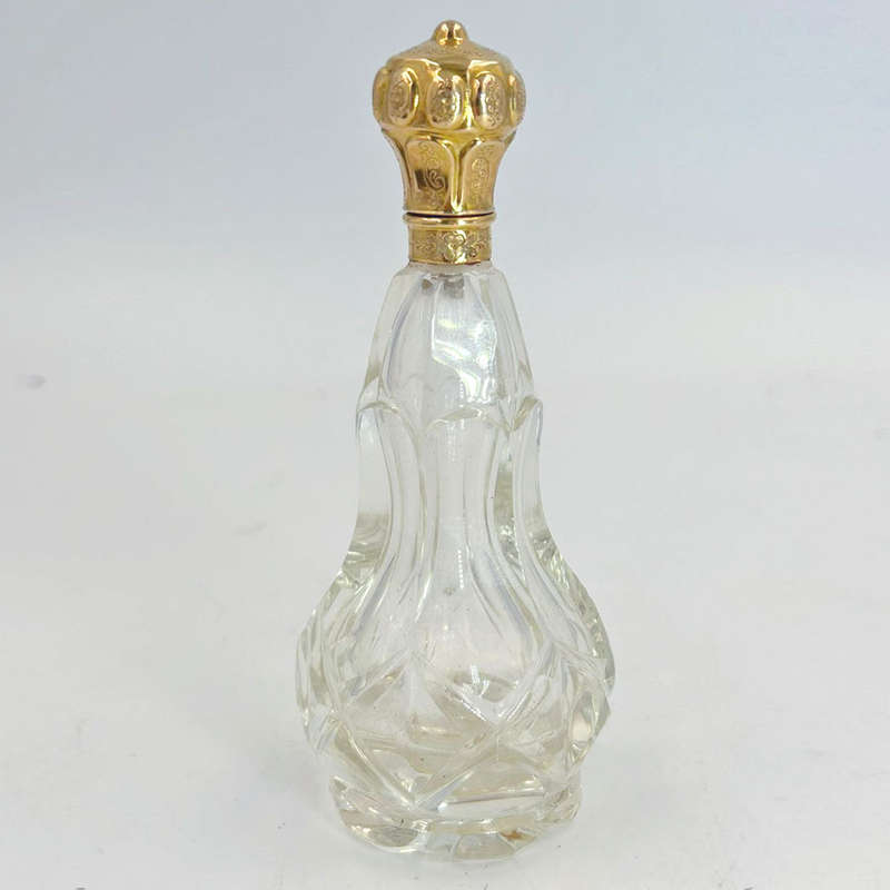 18ct Gold Mounted Rock Crystal Perfume Bottle Victorian C1890