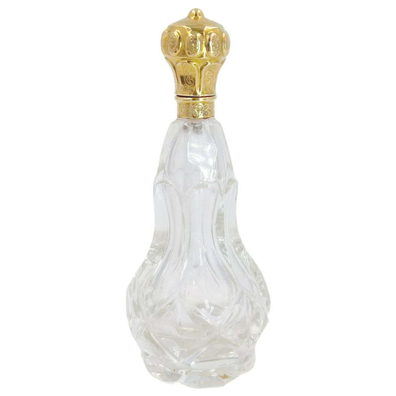 18ct Gold Mounted Rock Crystal Perfume Bottle Victorian C1890
