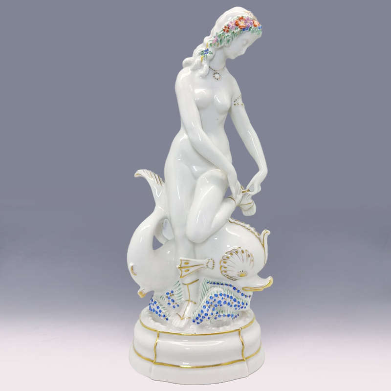Art Deco Hutschenreuter Lady Riding Dolphin Max Fehr C1928