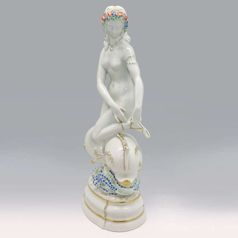 Art Deco Hutschenreuter Lady Riding Dolphin Max Fehr C1928