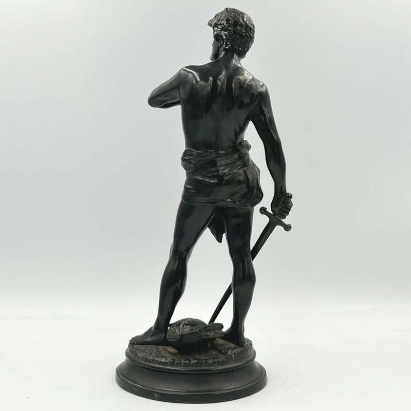 Bronze Figure Of A Warrior With Sword Signed 20th