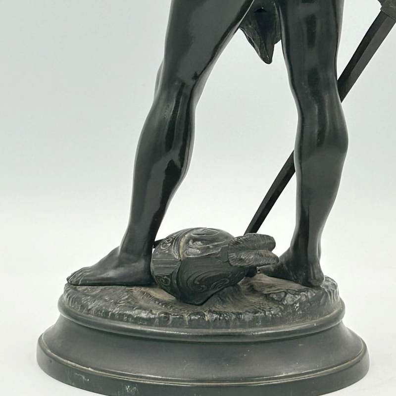 Bronze Figure Of A Warrior With Sword Signed 20th