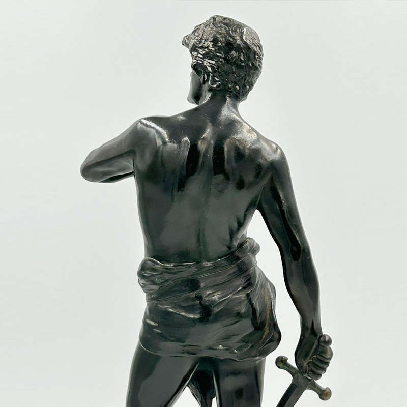 Bronze Figure Of A Warrior With Sword Signed 20th
