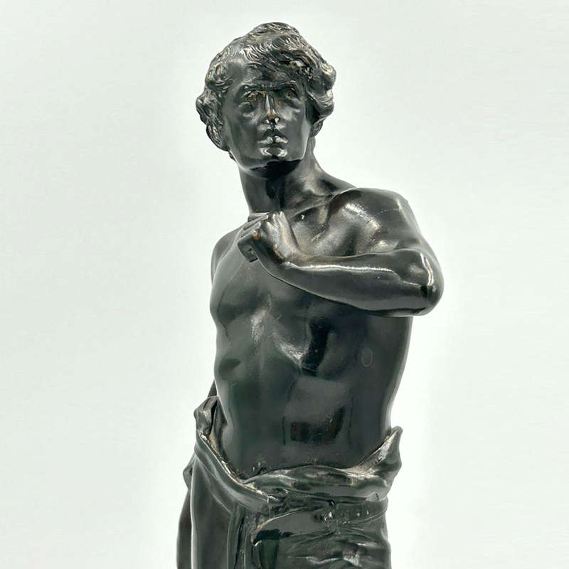Bronze Figure Of A Warrior With Sword Signed 20th