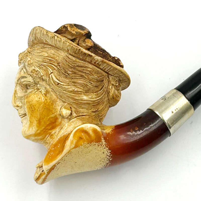 Meerschaum Pipe Ladies Head Head In Original Box