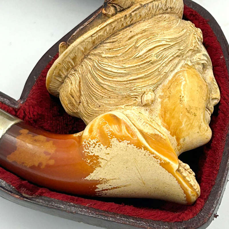 Meerschaum Pipe Ladies Head Head In Original Box