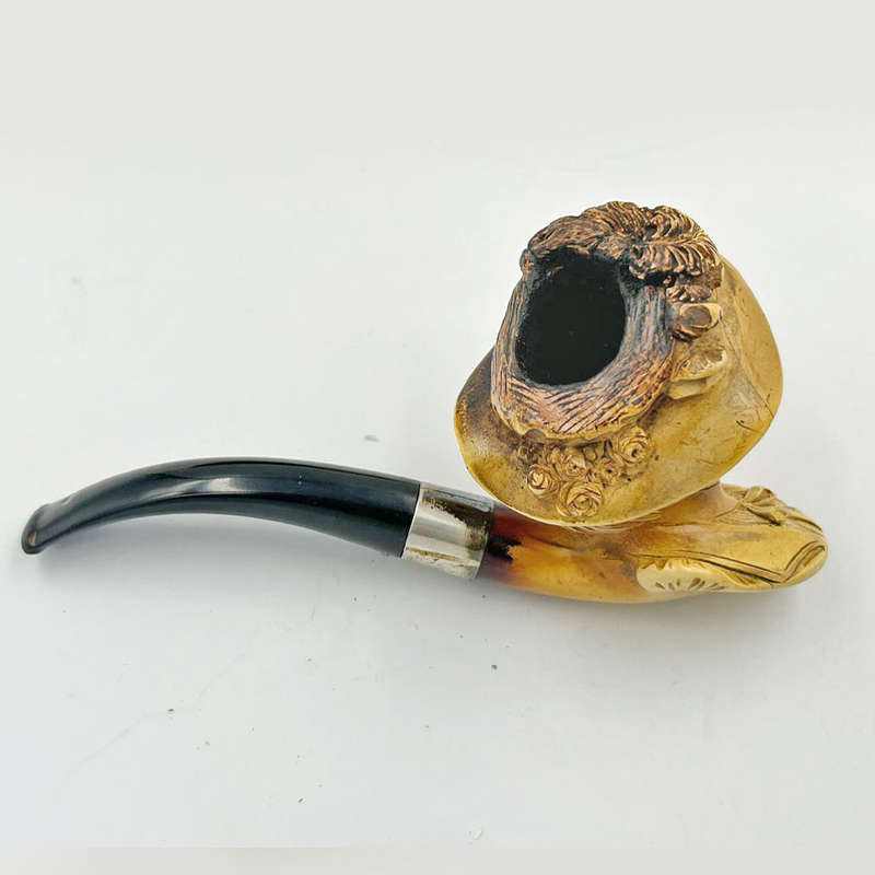 Meerschaum Pipe Ladies Head In Original Box Birmingham Silver 1919