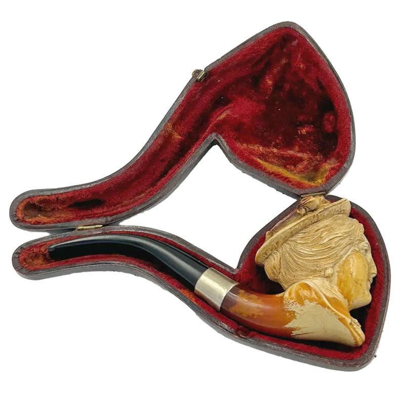 Meerschaum Pipe Ladies Head Head In Original Box