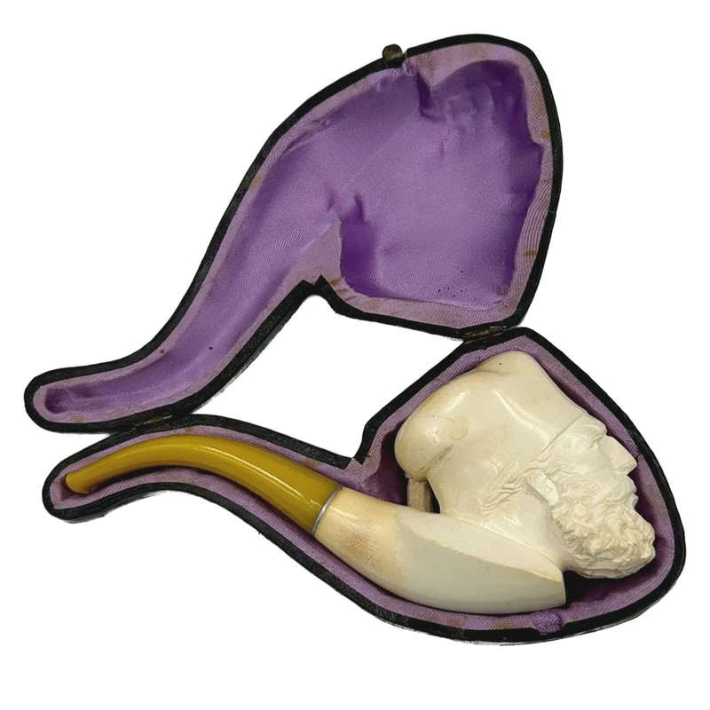 Meerschaum Pipe Sultan Head In Original Box