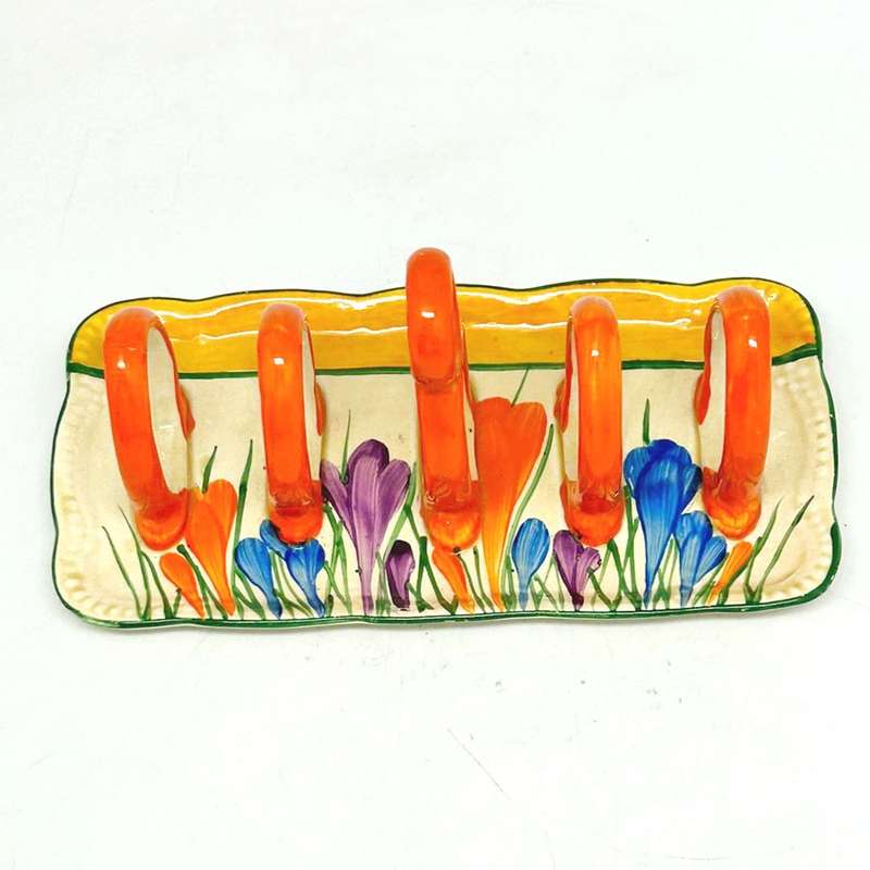 Clarice Cliff Bizarre Autumn Crocus 5 Bar Toast Rack C1930