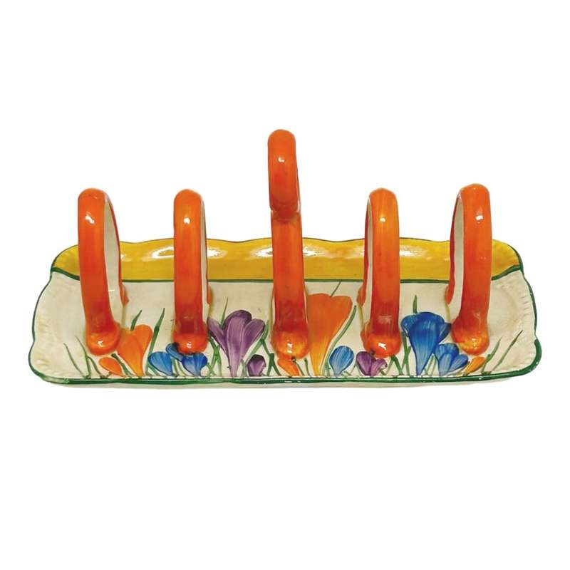 Clarice Cliff Bizarre Autumn Crocus 5 Bar Toast Rack C1930