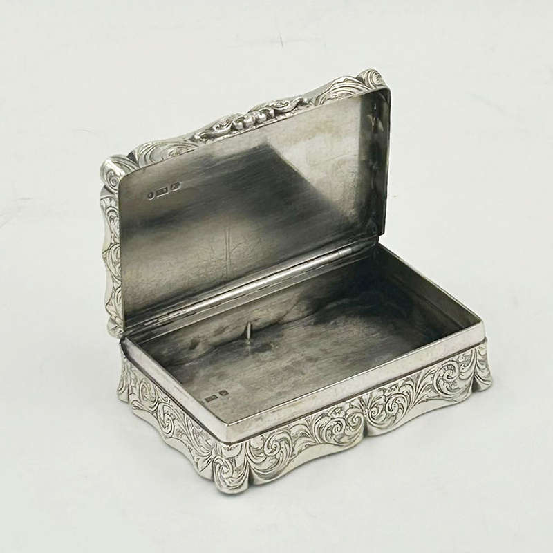 Hallmarked Silver Victorian Large Snuff Box Birmingham 1856 Edward Smith