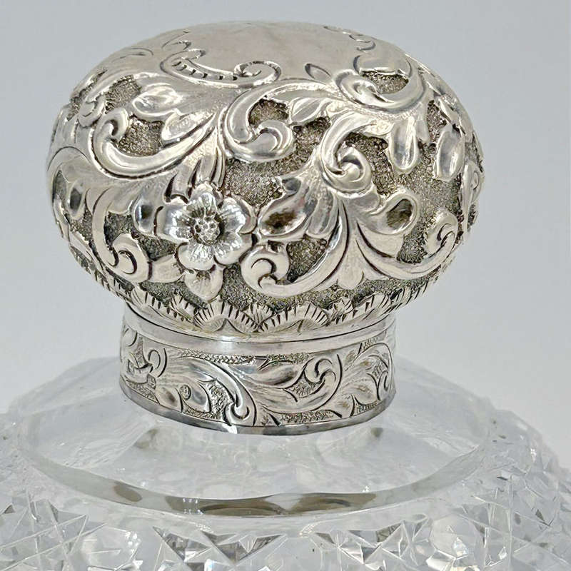 Hallmarked Silver Large Cut Glass Perfume Bottle Birmingham 1889