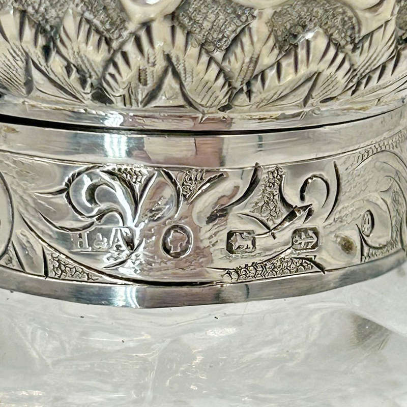 Hallmarked Silver Large Cut Glass Perfume Bottle Birmingham 1889