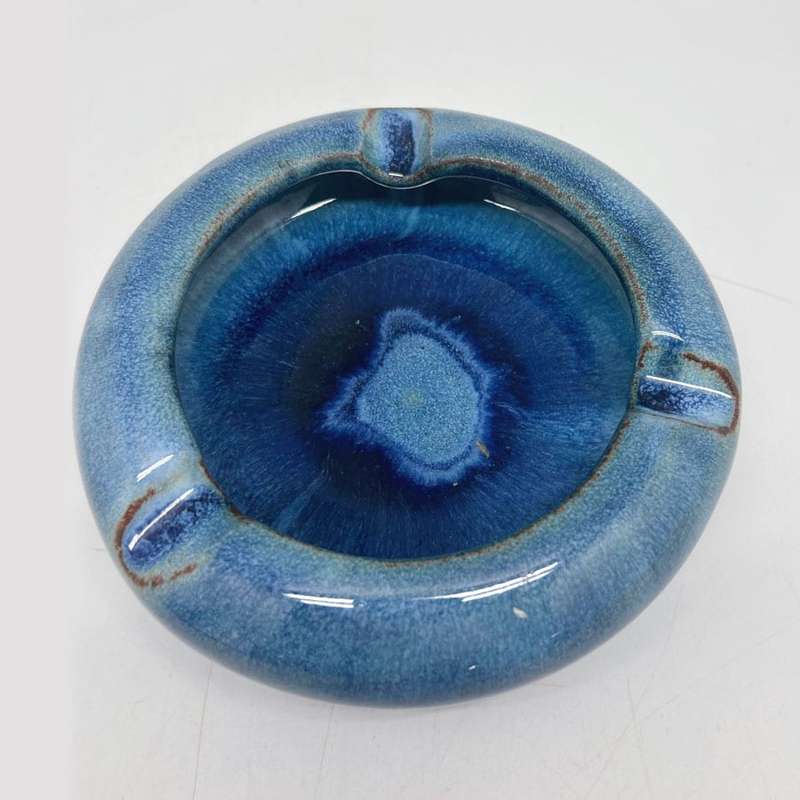 Linnware Pottery Blue Glazed Ash Tray