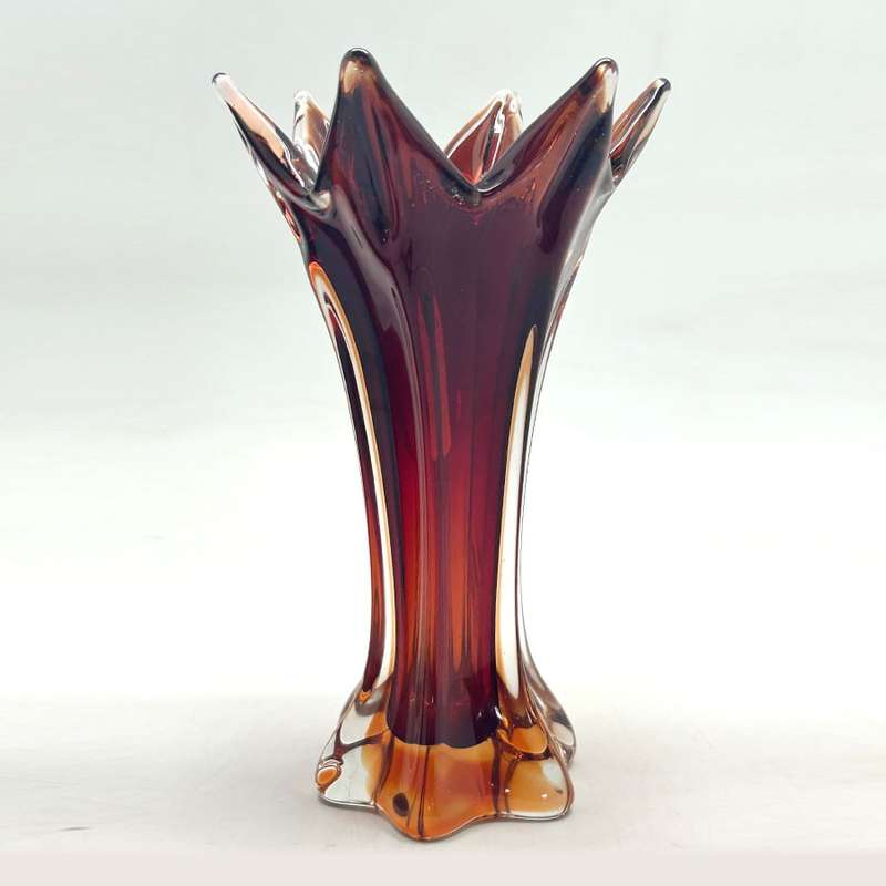 Murano Seguso Sommerso Amber Flame Glass Vase C1970
