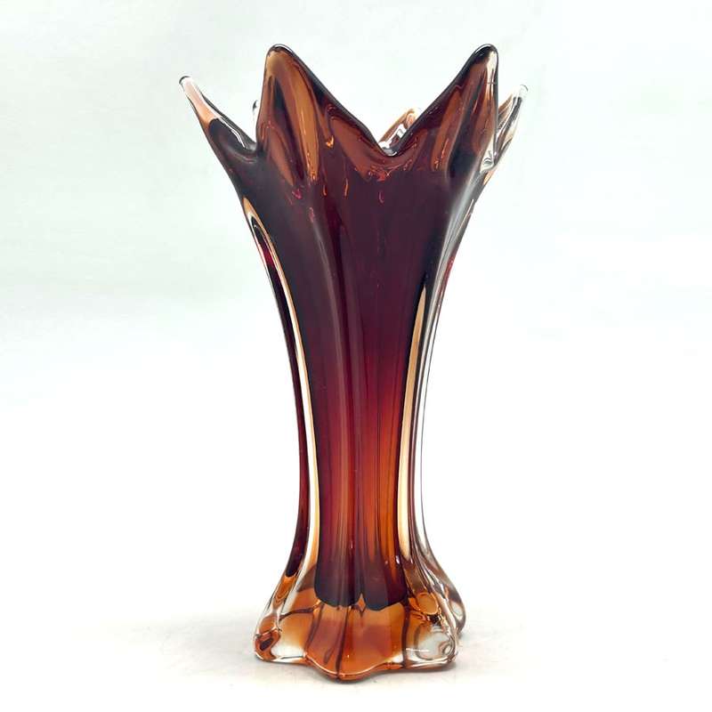 Murano Seguso Sommerso Amber Flame Glass Vase C1970