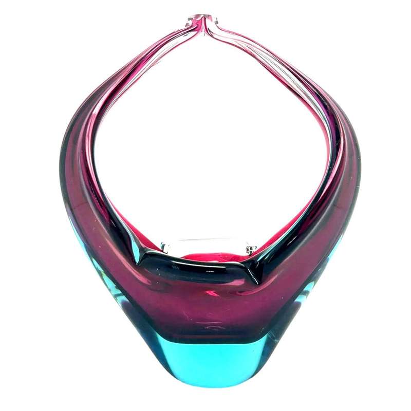 Murano Sommerso Purple Blue Glass Basket 20th