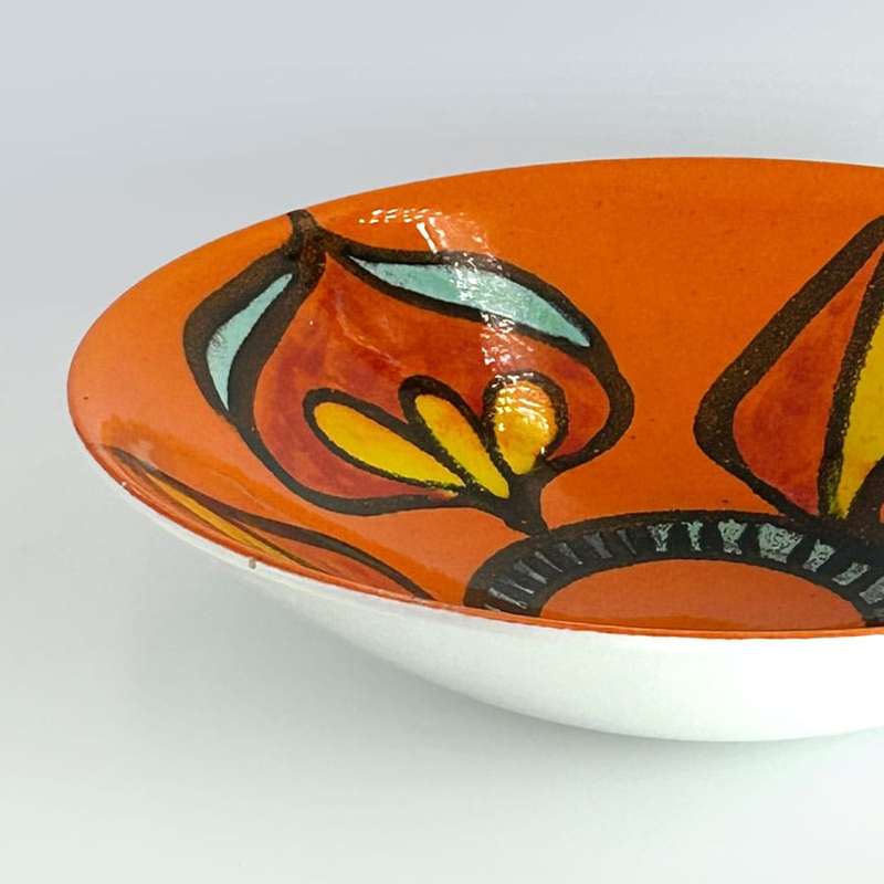 Poole Studio Pottery Orange Floral Bowl  C1970