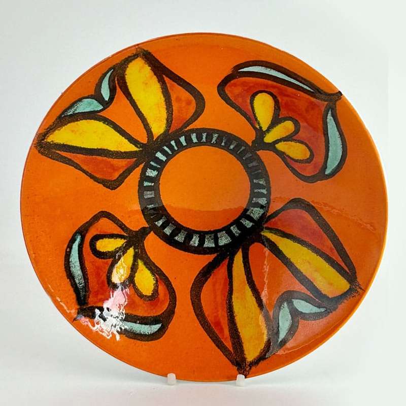 Poole Studio Pottery Orange Floral Bowl  C1970