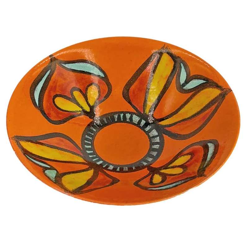 Poole Studio Pottery Orange Floral Bowl  C1970