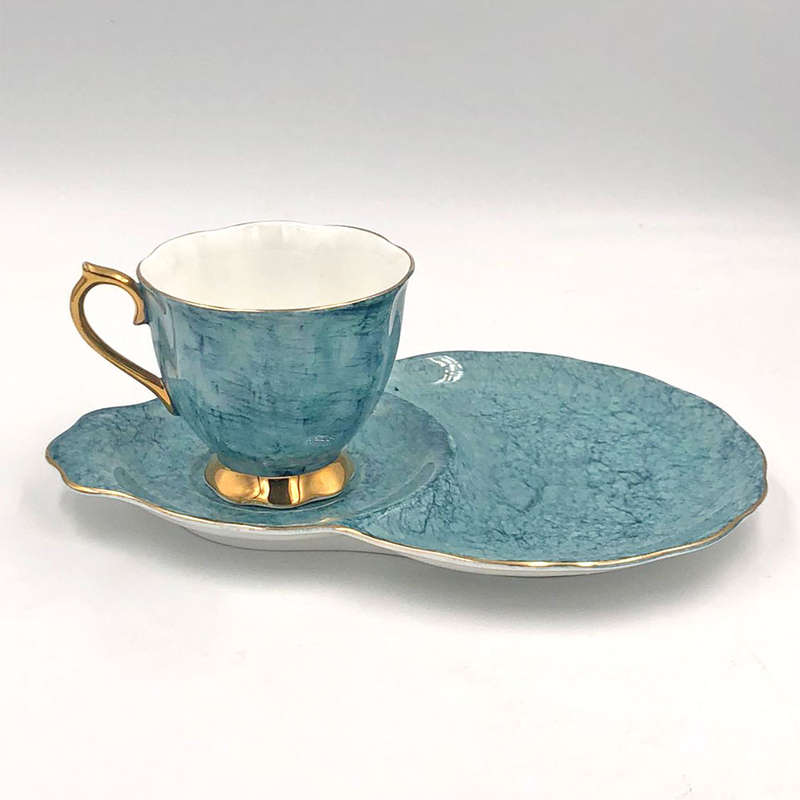 Royal Albert Gossamer Tennis Snack Set Blue-Green Marble