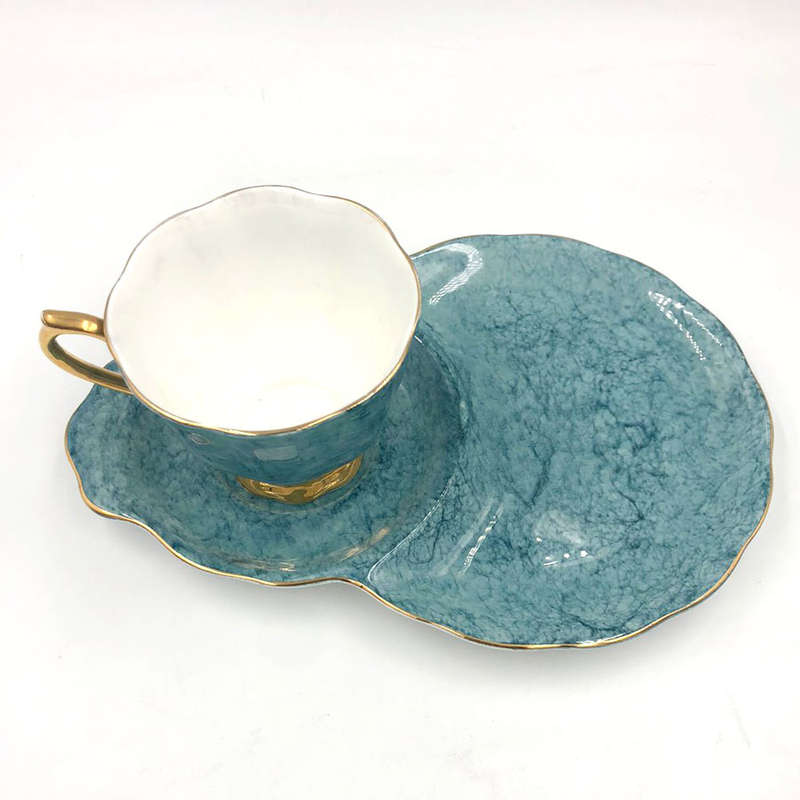 Royal Albert Gossamer Tennis Snack Set Blue-Green Marble