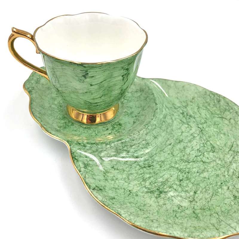 Royal Albert Gossamer Tennis Snack Set Green Marble