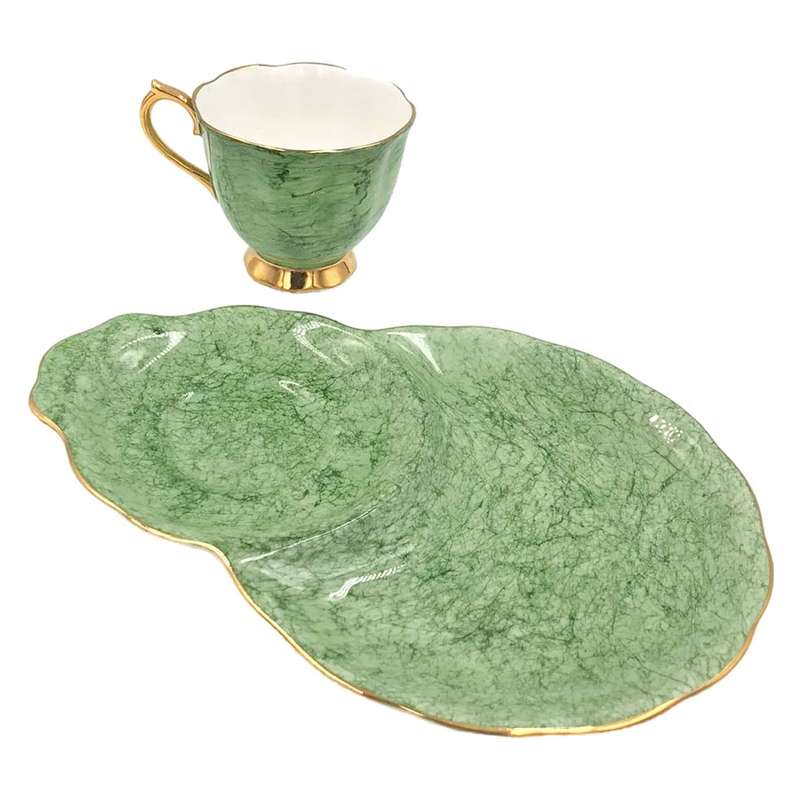 Royal Albert Gossamer Tennis Snack Set Green Marble