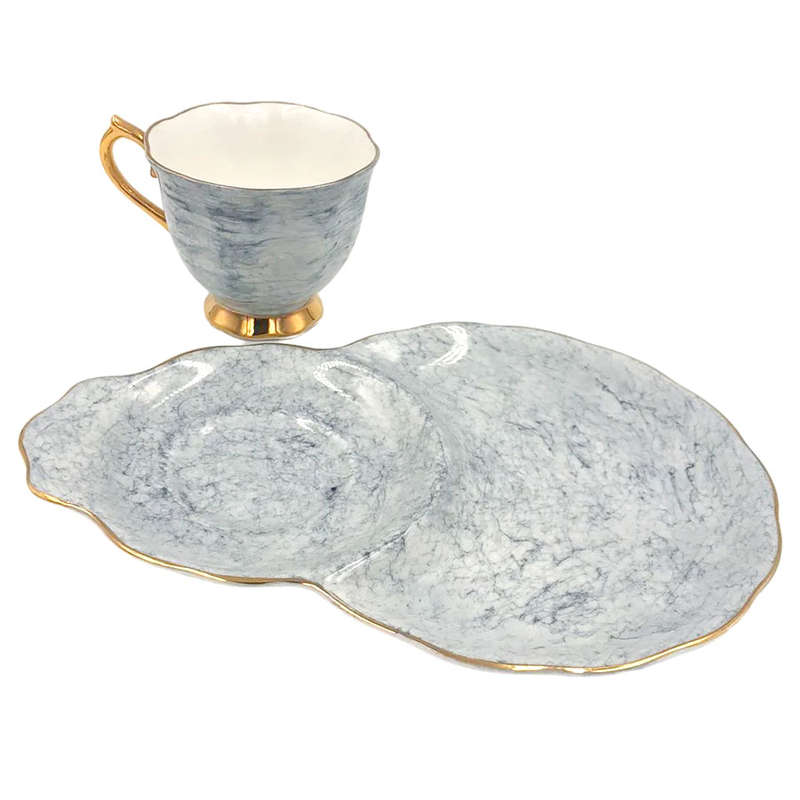 Royal Albert Gossamer Tennis Snack Set Grey Marble