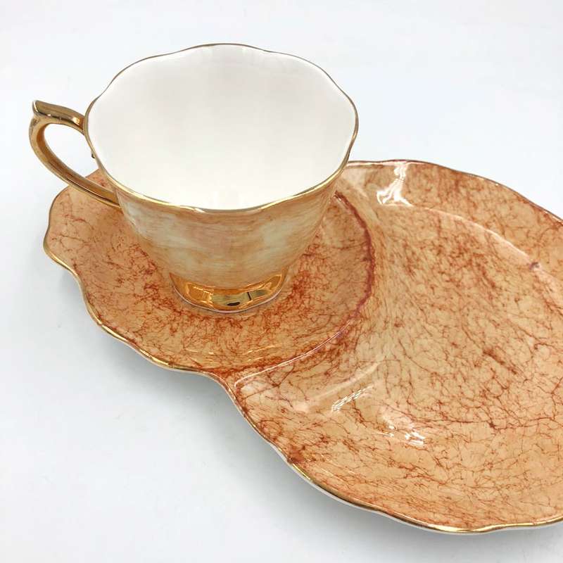 Royal Albert Gossamer Tennis Snack Set Orange Marble