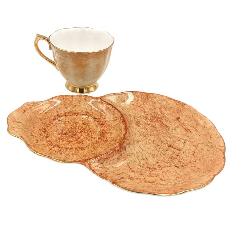 Royal Albert Gossamer Tennis Snack Set Orange Marble