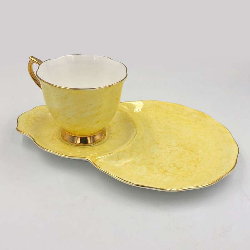 Royal Albert Gossamer Tennis Snack Set Yellow Marble
