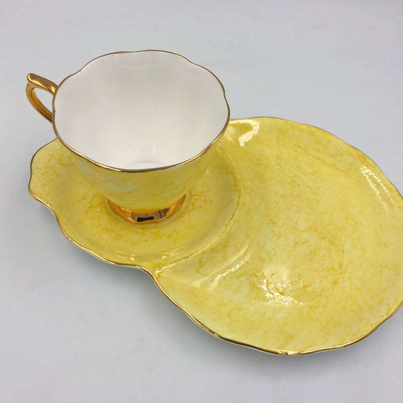 Royal Albert Gossamer Tennis Snack Set Yellow Marble